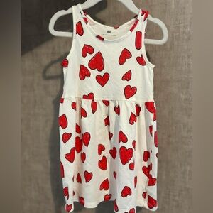 H&M Kids Dress with Red Hearts on cream